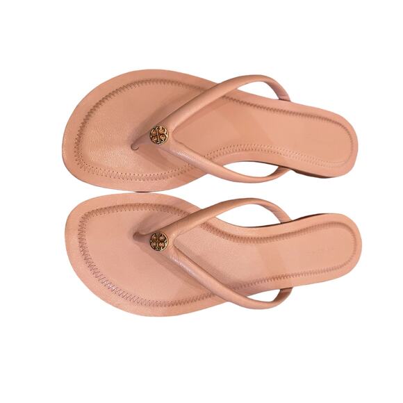 Tory Burch Women Chelsea Leather Flip Flop Thong Sandals Pink Leather Sz 8 NEW - Picture 5 of 12